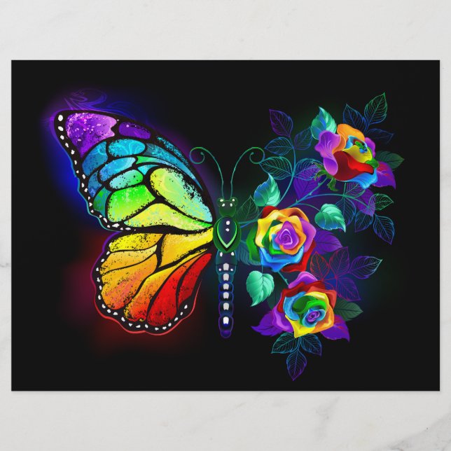 Membrete Mariposa florida arcoiris (Anverso)
