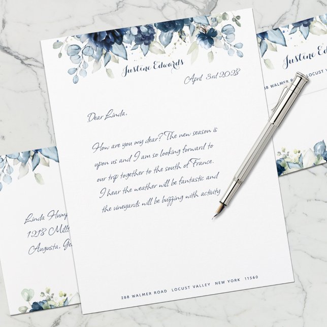 Membrete Marisco Peony Plata Dusty Blue Eucalyptus Greenery (Subido por el creador)