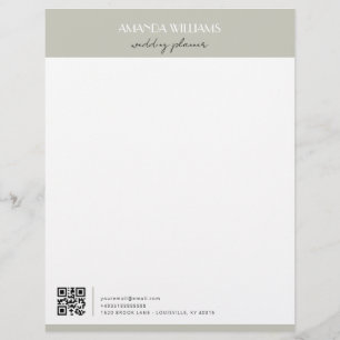 Membrete Matcha de código QR profesional clásico