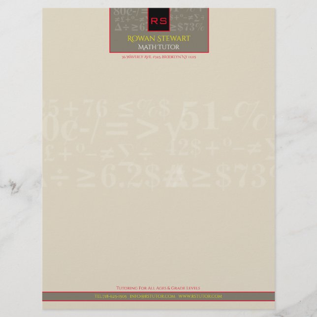 Membrete Math Tutor Letterhead (Anverso)
