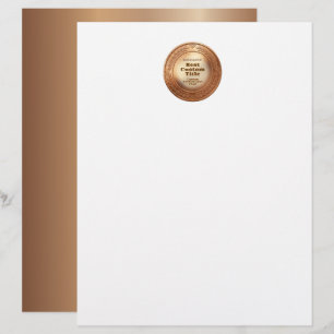 Membrete Medalla de Bronce Realista 3D Personalizable Premi