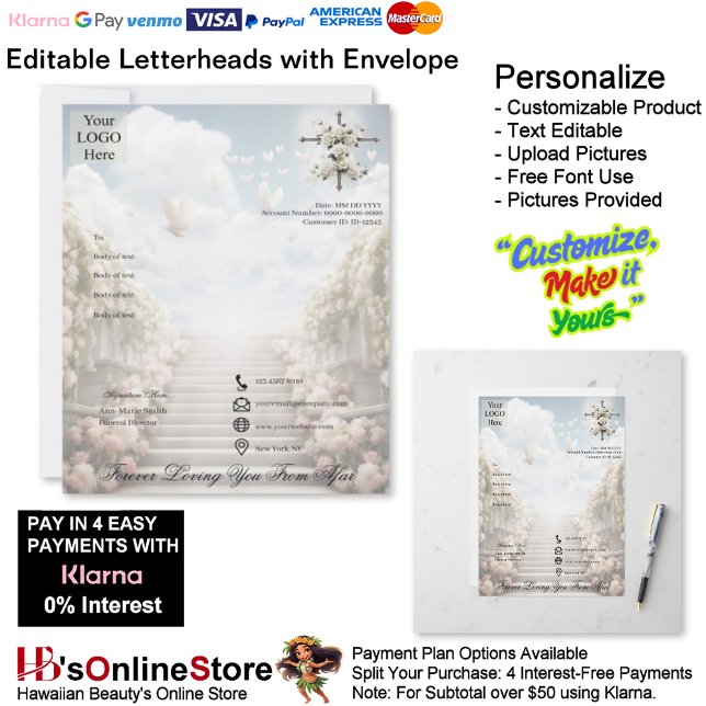 Membrete Memorial Letterhead & Envelope Forever Loving You (Memorial Letterhead & Envelope Forever Loving You.)