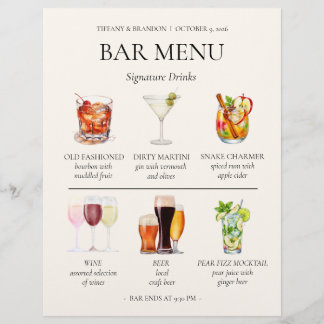 Membrete Menú de bar de acuarela