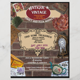 Membrete Mercado de Antigüedades y Vintage y Folleto de Eve