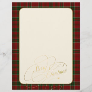 Membrete Merry Christmas script de oro rojo marco de plaque