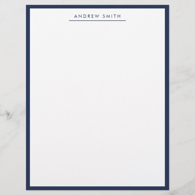 Membrete Minimalista Marina Azul Línea Simple Clásica Moder (Anverso)