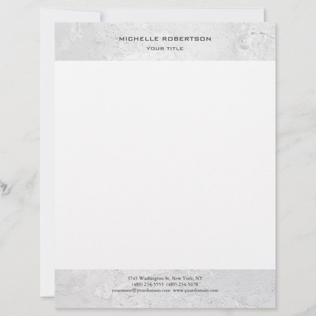 Membrete Minimalista moderno profesional Blanco gris (Anverso)
