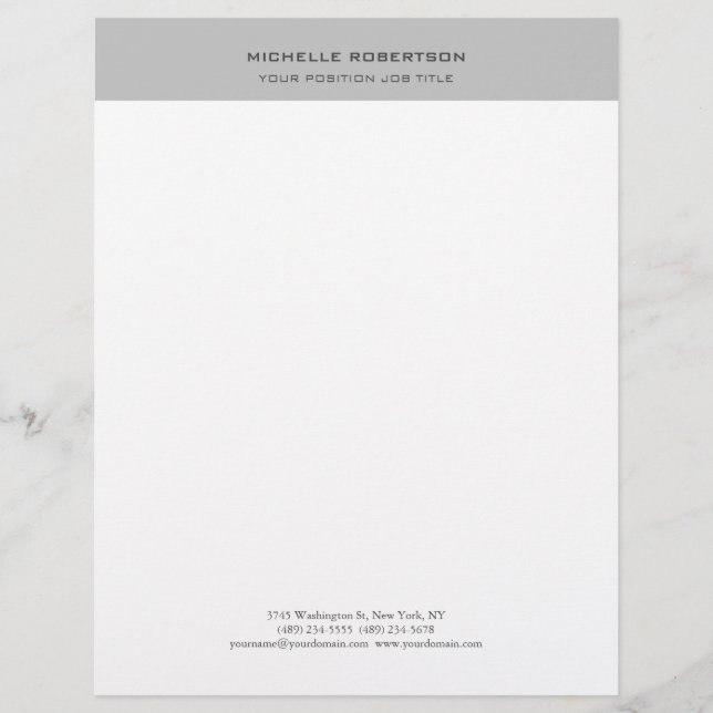 Membrete Minimalista moderno sencillo blanco gris (Anverso)