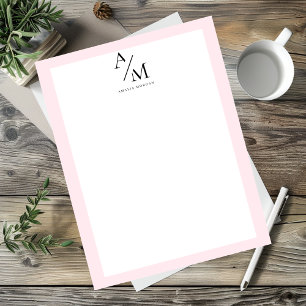 Membrete Mínimo Pastel Rosa Inicial y Personalizado