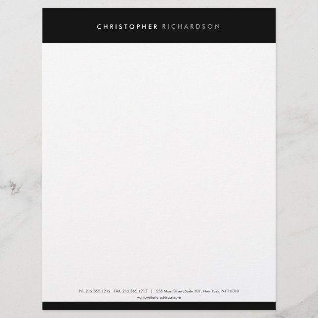 Membrete MÍNIMO y MODERNO Letterhead negro/blanco (Anverso)