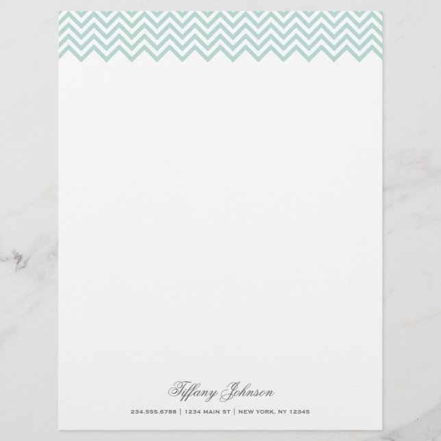 Membrete Mint Modern Chevron Border (Anverso)