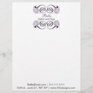 Membrete Moda morada en blanco y negro Cabezales de membret