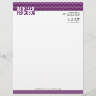 Membrete Moda patrón de chevron profundo morado dos tonos e