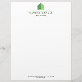 Membrete Modern Abstract Home Logo Realtor Green and White