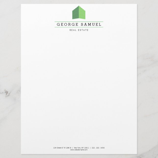 Membrete Modern Abstract Home Logo Realtor Green and White (Anverso)