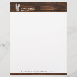 Membrete Modern Architectural Blocks Logo II on Dark Wood 