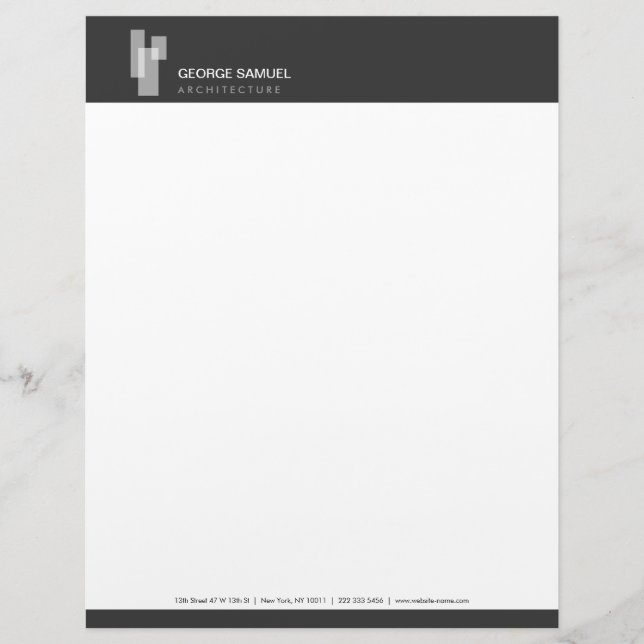 Membrete Modern Architectural Blocks Logo White/Gray  (Anverso)