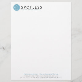 Membrete Modern Blue Broom Logo Cleaning Service