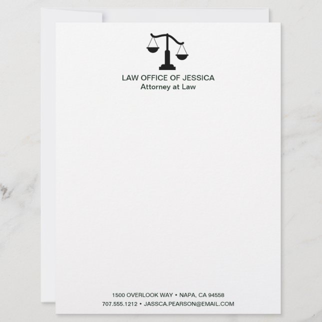 Membrete Modern Classic Scales Of Justice Law Letterhead (Anverso)