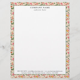 Membrete Modern Floral Garden Pattern Company Name Details