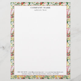 Membrete Modern Floral Roses Pattern Company Name Details