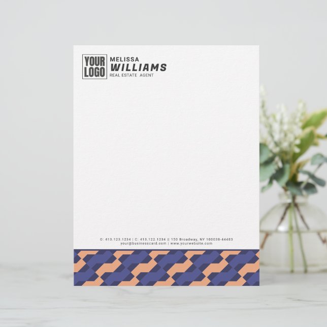 Membrete Modern Geometric Interlocking Pattern Letterhead (Anverso de pie)