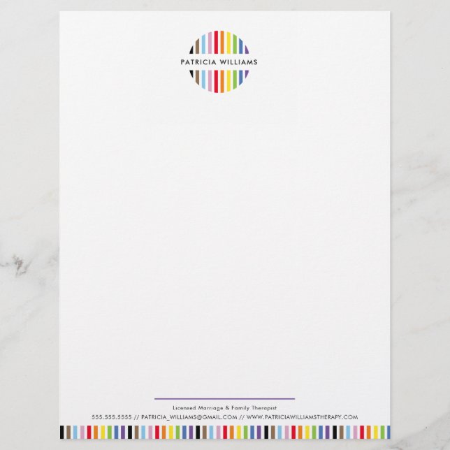 Membrete MODERN MINIMAL stripe logo rainbow pride LGBTQ (Anverso)