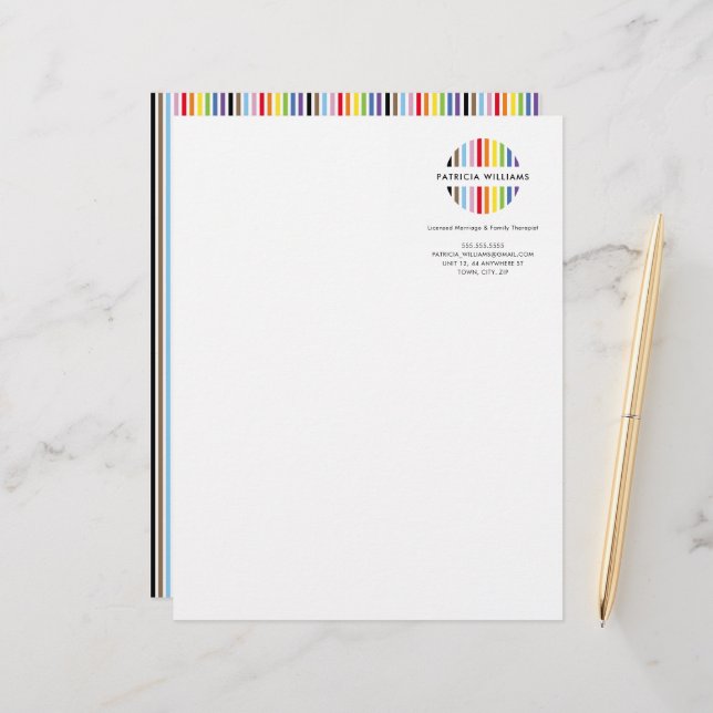 Membrete MODERN MINIMAL stripe logo rainbow pride LGBTQ (Anverso/Reverso In Situ)