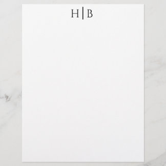 Membrete Modern Monogram Black and White Stationery
