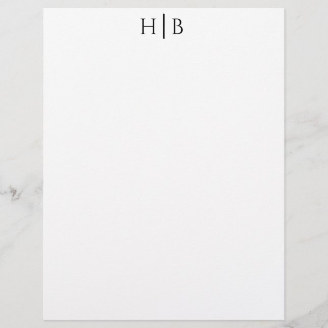 Membrete Modern Monogram Black and White Stationery (Anverso)