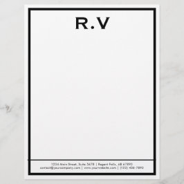 Membrete Modern Monogram Gray Border Company letterhead