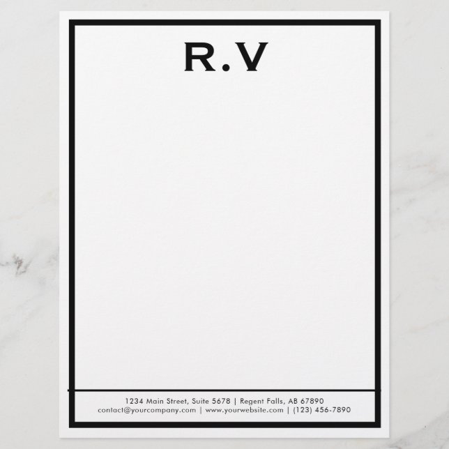 Membrete Modern Monogram Gray Border Company letterhead (Anverso)