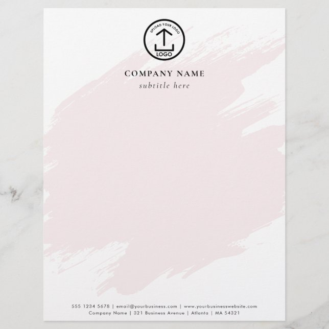 Membrete Modern Pink Watercolor Template Business Logo (Anverso)