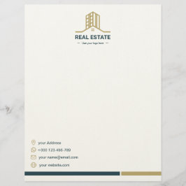 Membrete Modern Real Estate Letterhead Template