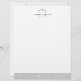 Membrete Modern Realtor Letterhead Gray Faux Linen Edge