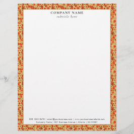 Membrete Modern Retro Floral Pattern Company Name Details