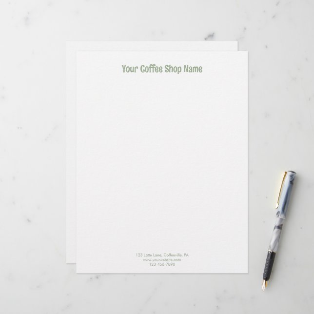 Membrete Modern Simple Sage Green Personalized Business (Anverso/Reverso In Situ)