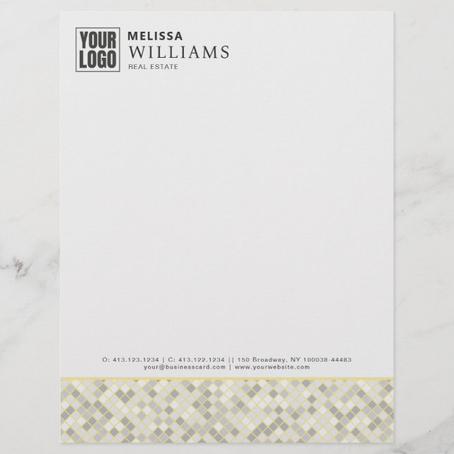 Membrete Modern Yellow & Gray Geometric Business Letterhead (Anverso)