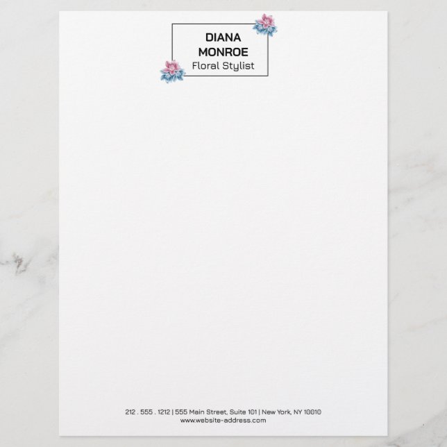 Membrete Moderna Floral elegante personalizada (Anverso)