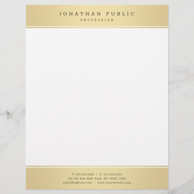 Membrete Moderna plantilla de glamour elegante de oro blanc (Anverso)