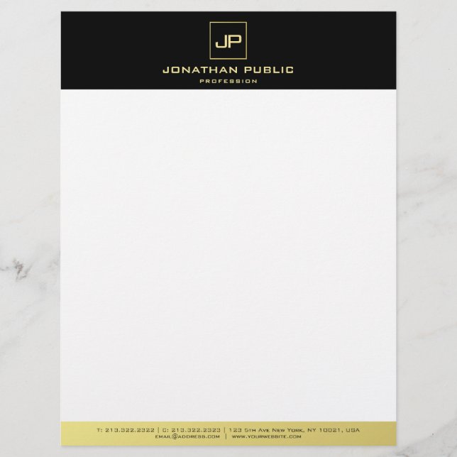 Membrete Moderna y elegante plantilla de monograma blanco d (Anverso)