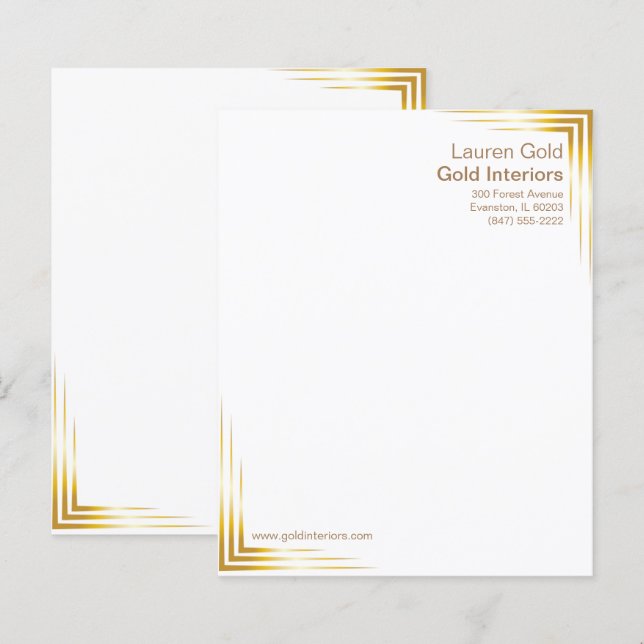 membrete moderno de oro (Anverso / Reverso)