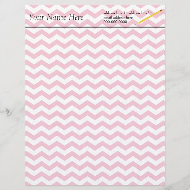 Membrete Moderno, elegante, rosa chevron de moda (Anverso)