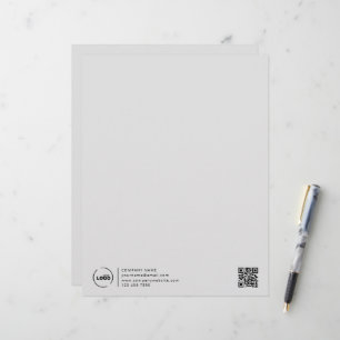 Membrete Moderno logotipo comercial Código QR Gris