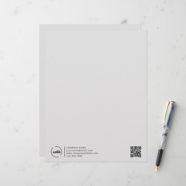 Membrete Moderno logotipo comercial Código QR Gris (Anverso/Reverso In Situ)