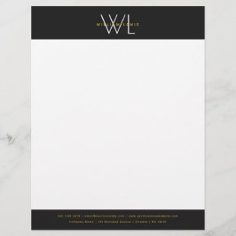 Membrete Moderno Negro Gold Monogramado Business