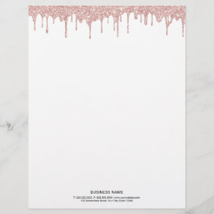 Membrete Moderno Rosa Gold Drips Creative