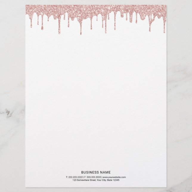 Membrete Moderno Rosa Gold Drips Creative (Anverso)