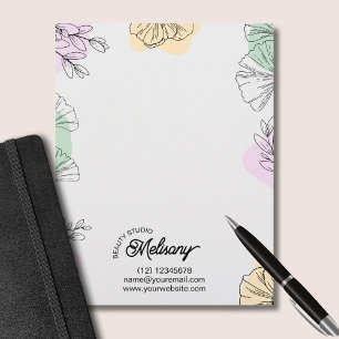 Membrete Moderno y elegante arte de la línea floral verde d