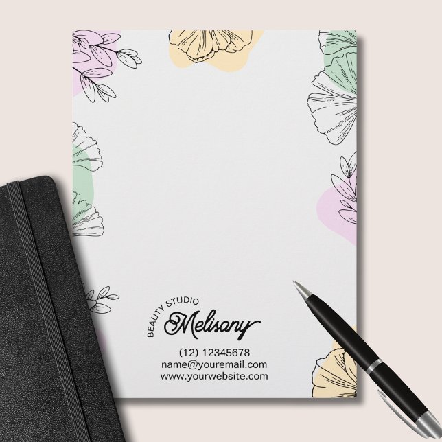 Membrete Moderno y elegante arte de la línea floral verde d (Subido por el creador)